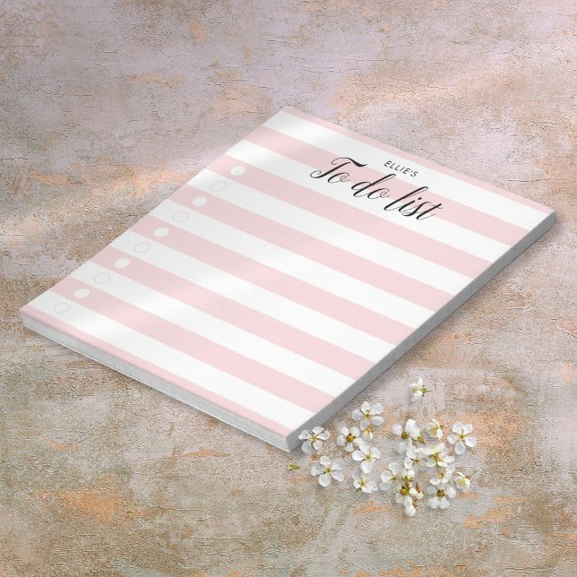 Personalized Blush Pink Striped To-Do List Notepad (Personalized Blush Pink Striped To-Do List Notepad)