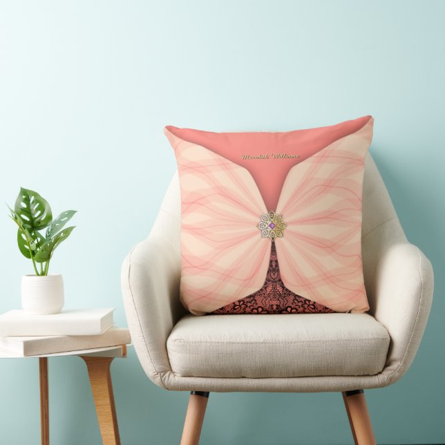 Personalized Blush Pink Textile Illusion Throw Pillow (Chair)