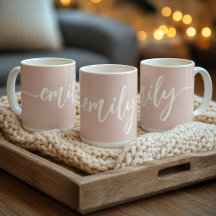 Personalized Blush Pink White Calligraphy Name