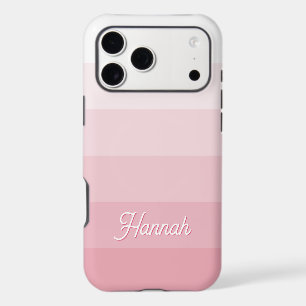 Personalized Blush Pink White Ombre Stripe iPhone 17 Pro Max Case