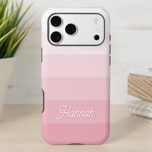 Personalized Blush Pink White Ombre Stripe iPhone 17 Pro Max Case