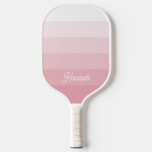 Personalized Blush Pink White Ombre Stripe Pickleball Paddle