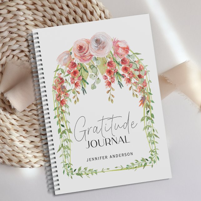Personalized Blush Red Floral Gratitude Journal  (Creator Uploaded)