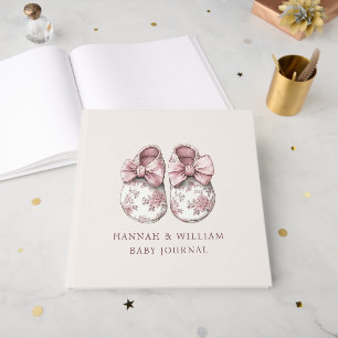 Personalized Blush Toile Baby Journal Guest Book
