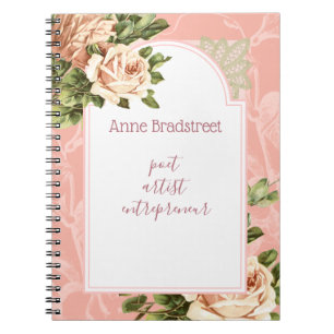 Personalized Blush Vintage Rose Journaling Notebook