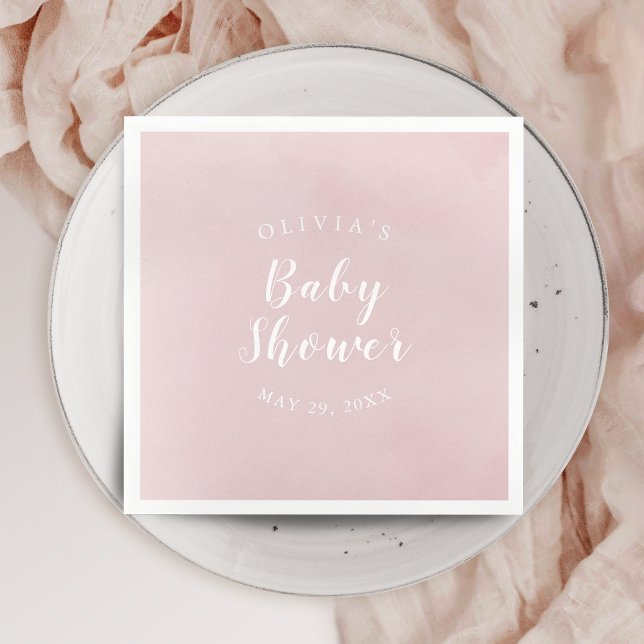 Personalized Blush Watercolor Baby Shower Napkins (Personalized Blush Watercolor Baby Shower Napkins)
