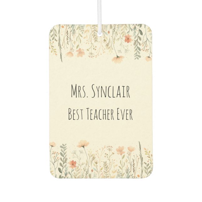 Personalized Blush Wildflower Teacher Thank You Air Freshener (Front)