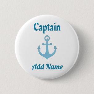 Personalized Boat Captain Anchor Button