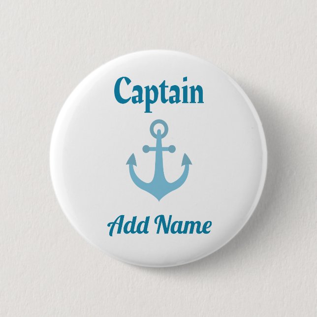 Personalized Boat Captain Anchor Button (Front)