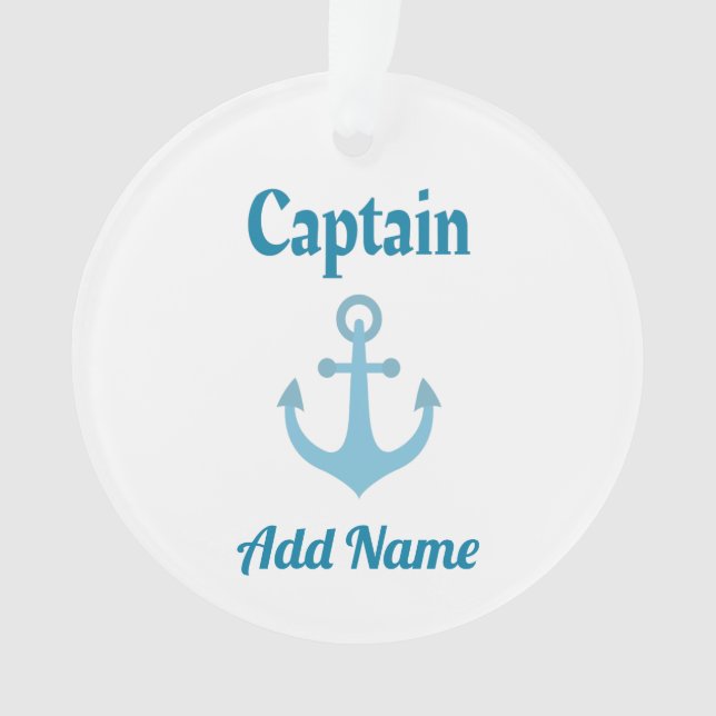 Personalized Boat Captain Anchor Ornament (Front)