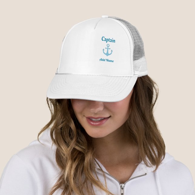 Personalized Boat Captain Anchor Trucker Hat (In Situ)