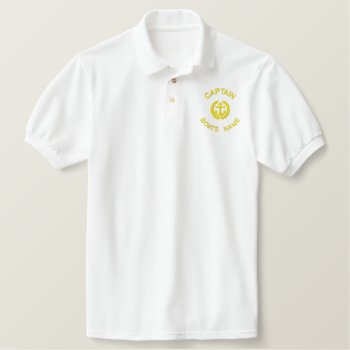 Personalized Boat Captain Monogram And Anchor Embroidered Polo Shirt by customthreadz at Zazzle