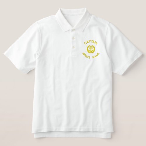 Personalized boat captain monogram and anchor embroidered polo shirt