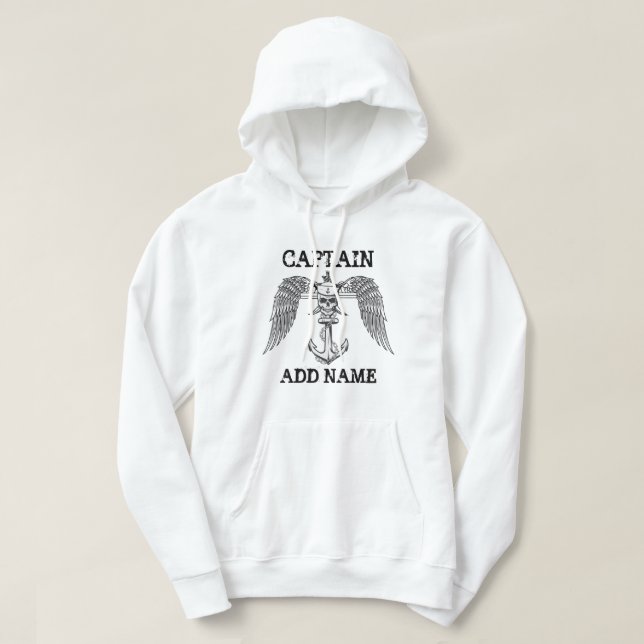 Personalized boat captain name anchor hoodie (Design Front)