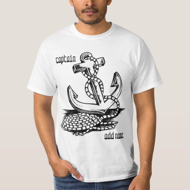 Personalized boat captain name anchor t shirts (Front)