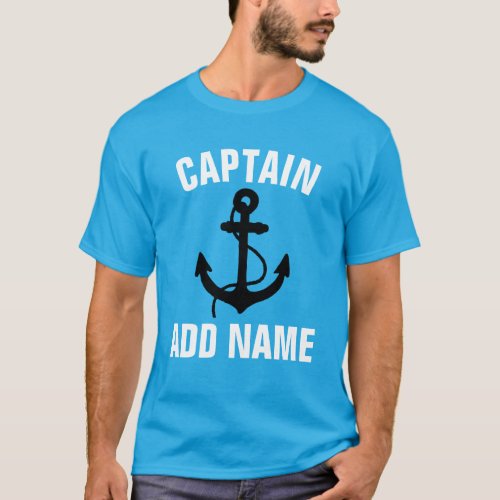 Personalized boat captain name anchor Tee