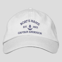 Personalized Boat & Captain Name Embroidered Baseball Cap