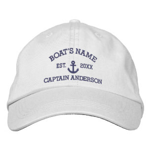 Personalized Boat & Captain Name Embroidered Baseball Cap