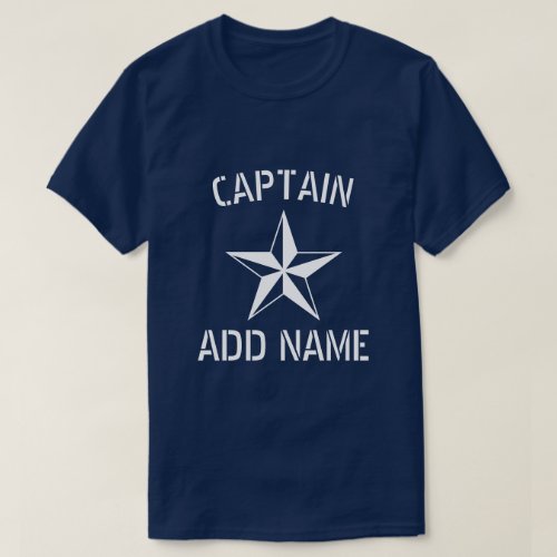 Personalized boat captain name large nautical navy T_Shirt