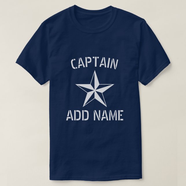 Personalized boat captain name large nautical navy T-Shirt (Design Front)