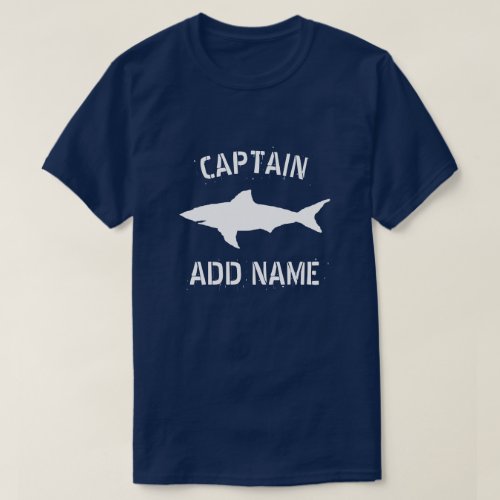Personalized boat captain name shark logo t shirt