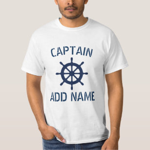 Personalized boat captain name ship wheel t shirts