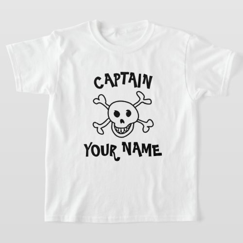 Personalized boat captain pirate t shirt for kids