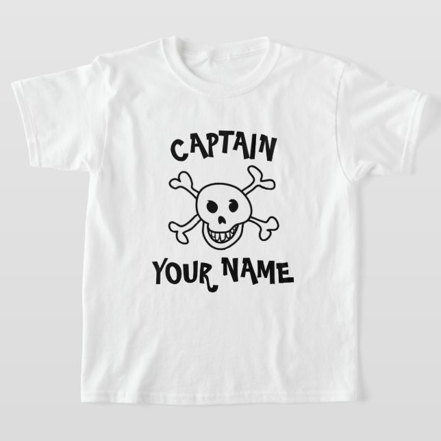 Personalized boat captain pirate t shirt for kids (Laydown)
