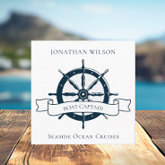 Personalized Boat Captain Vintage Nautical Wheel Square Business Card at Zazzle