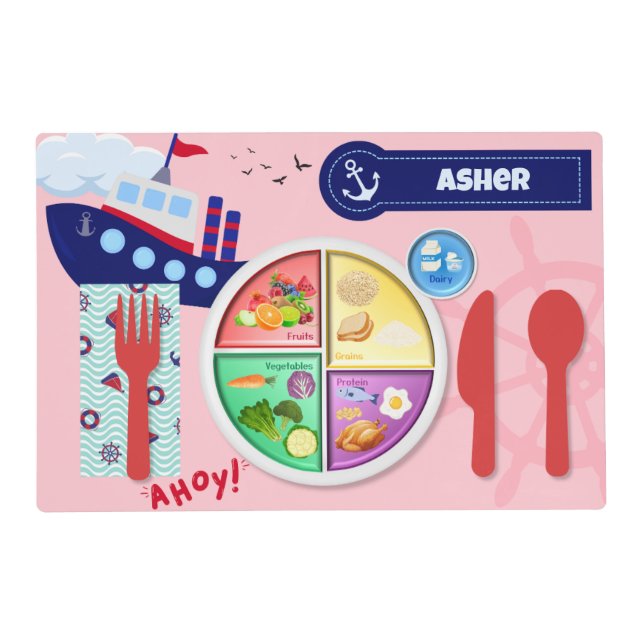 Personalized Boat Montessori Place Setting Guide Placemat (Front)