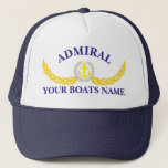 Personalized Boat Name Anchor Motif Captains Trucker Hat at Zazzle
