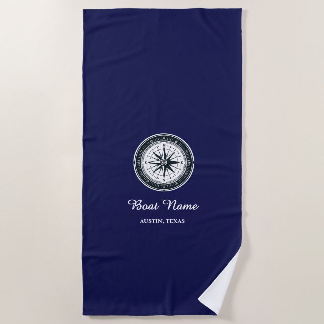 Personalized Boat Name Beach Towel (Front)