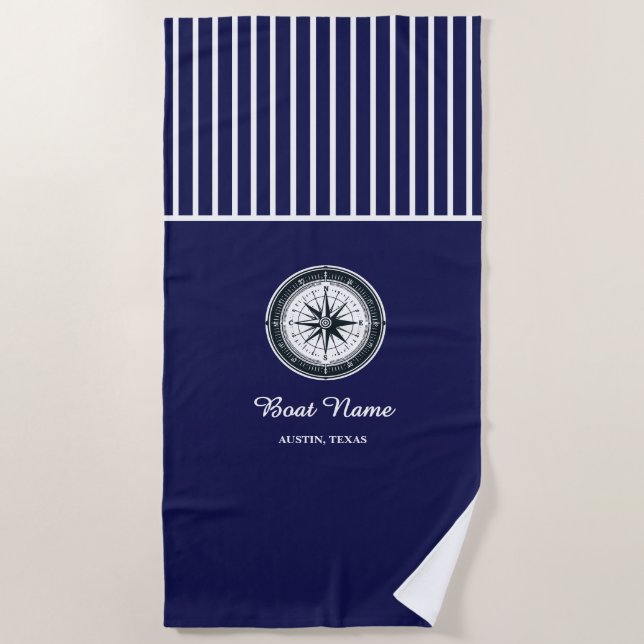 Personalized Boat Name Beach Towel (Front)