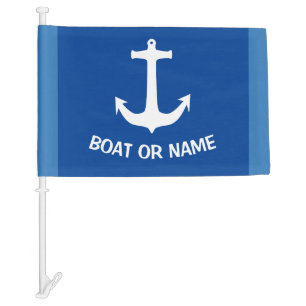 PERSONALIZED BOAT NAME BLUE ANCHOR CAR FLAG