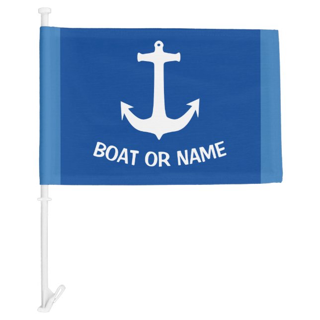 PERSONALIZED BOAT NAME BLUE ANCHOR CAR FLAG (Front)