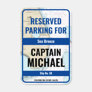 Personalized Boat Name & Captain Parking Nautical Metal Sign