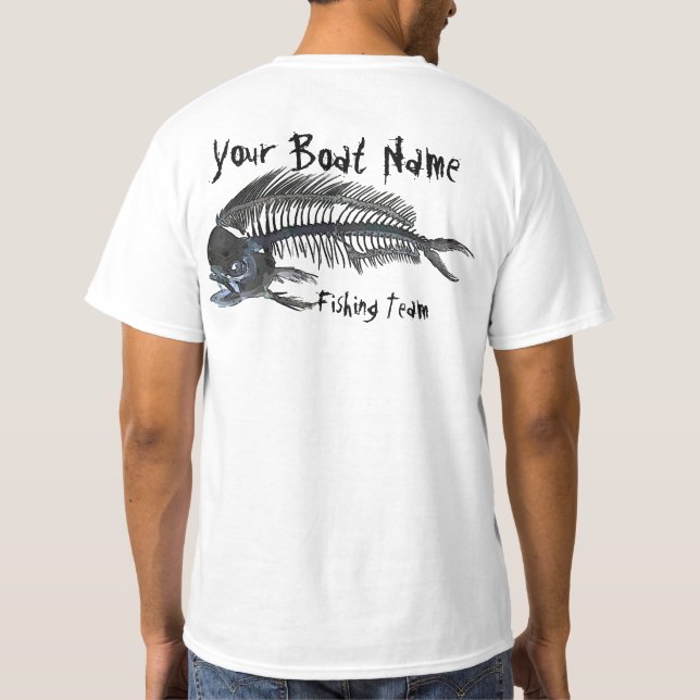 Personalized Boat Name Mahi Fishbones T-Shirt (Back)