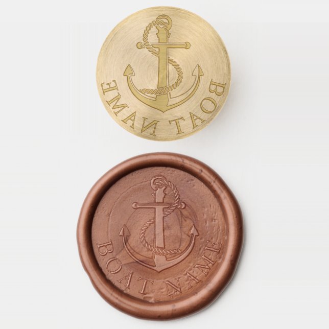 Personalized Boat Name Nautical Anchor Wax Seal Stamp (Stamped)