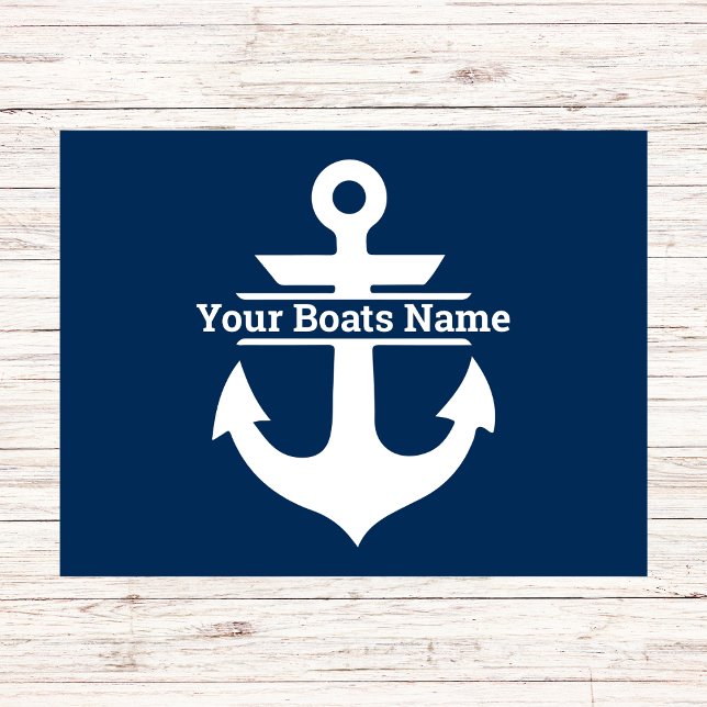 Personalized Boat Name Nautical Navy Blue Anchor Doormat (Boat Mat)