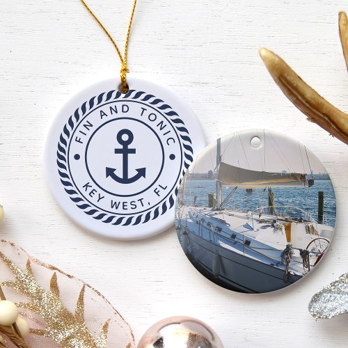 Personalized Boat Name  Photo  Nautical Ceramic Ornament