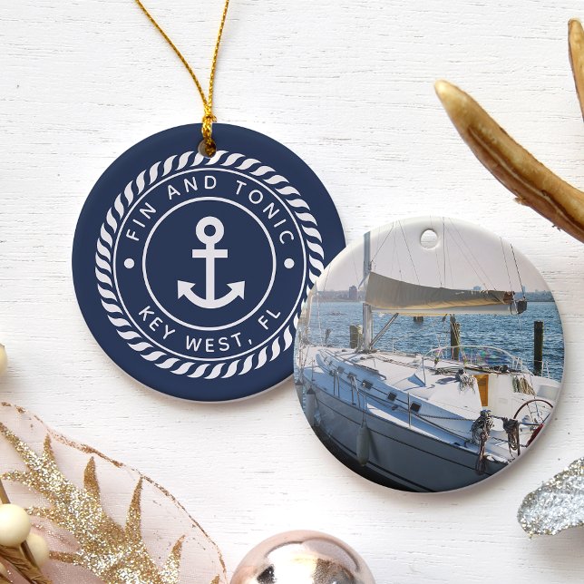 Personalized Boat Name & Photo | Nautical Ceramic Ornament (Creator Uploaded)
