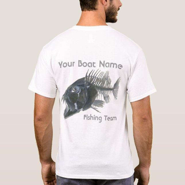 Personalized Boat Name Snapper Fishbones T-Shirt (Back)