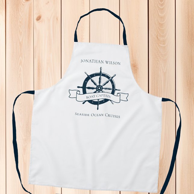 Personalized Boat Nautical Wheel Beach Cruise Chef Apron (Creator Uploaded)