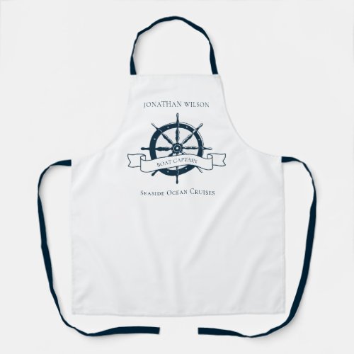 Personalized Boat Nautical Wheel Beach Cruise Chef Apron
