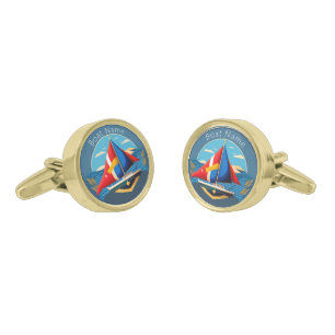 Personalized Boat Owner's Gold Cufflinks