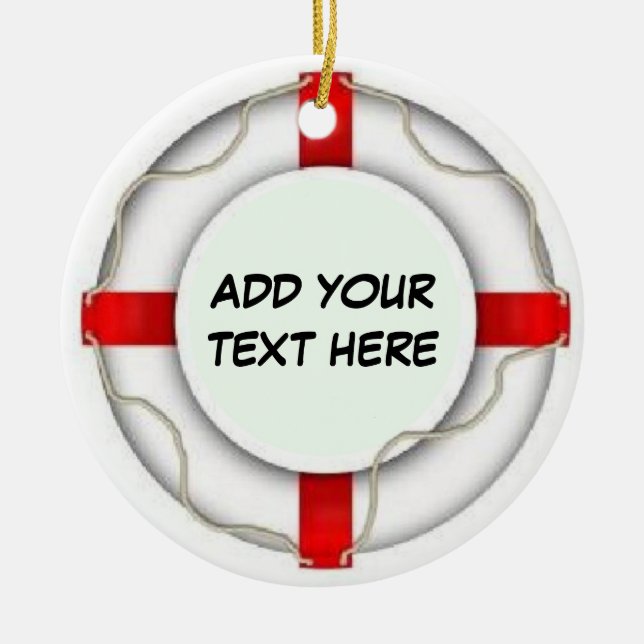 Personalized Boating Life Preserver Ceramic Ornament (Front)