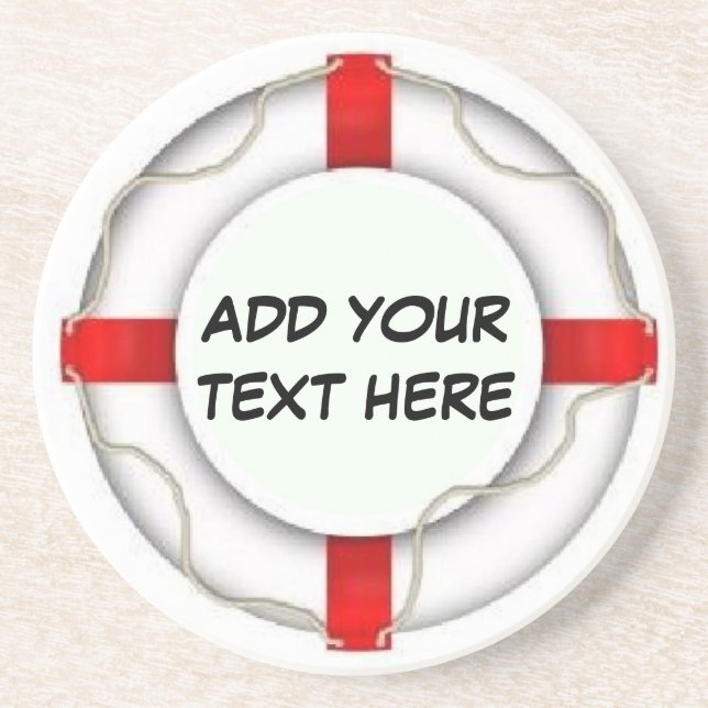 Personalized Boating Life Preserver Drink Coaster (Front)