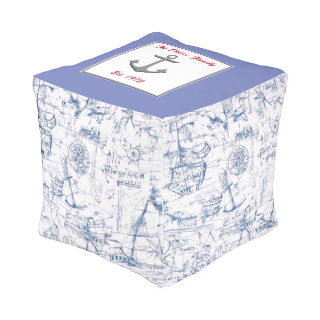 Personalized Boating Outdoor Pouf (Angled Front)