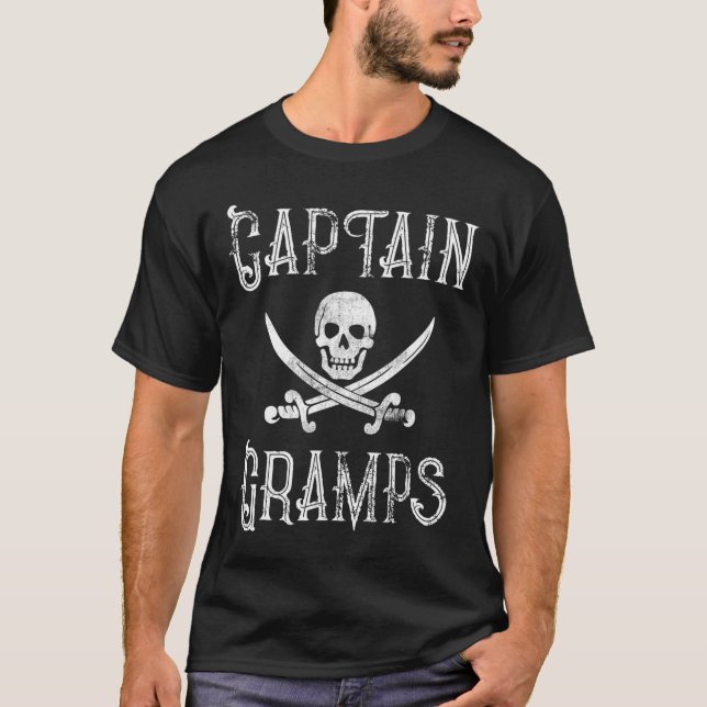 Personalized Boating Pirate Gift Captain Gramps  T-Shirt (Front)