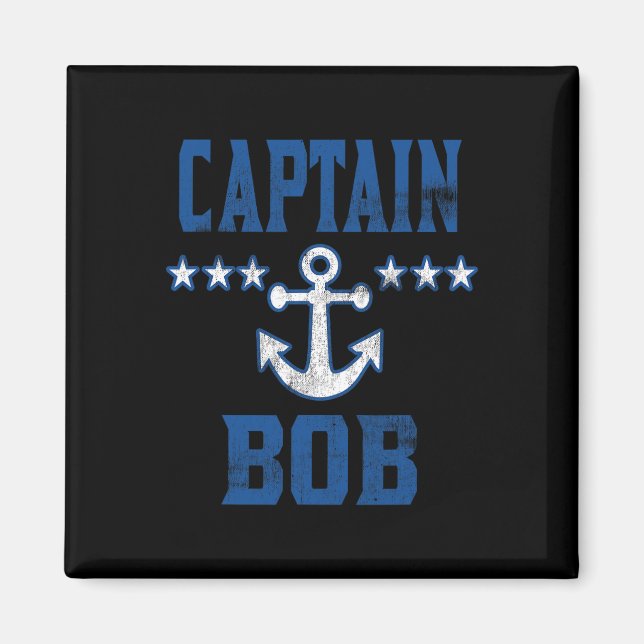 Personalized Boating Vintage Blue Captain Bob Anch Magnet (Front)